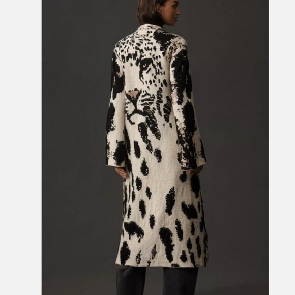 Anthropologie Pilcro Leopard Print Sweater Duster Cardigan Jacket S M NWT - Picture 6 of 8
